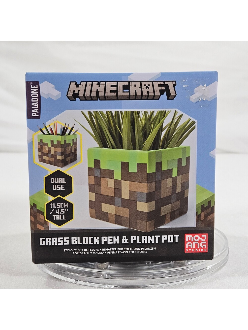 Minecraft Grass Block Pen Holder Plant Pot Ceramic Paladone Desk Decor New Boxed
